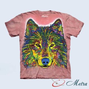 Футболка с цветным волком