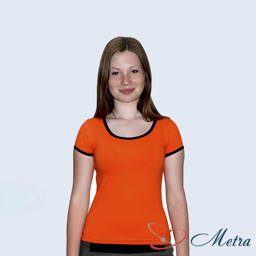Женская футболка оранжевая с бейкой