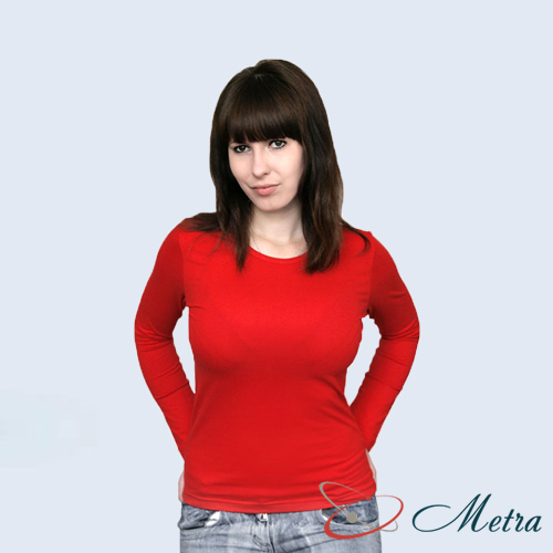 Женская футболка с длинным рукавом красная